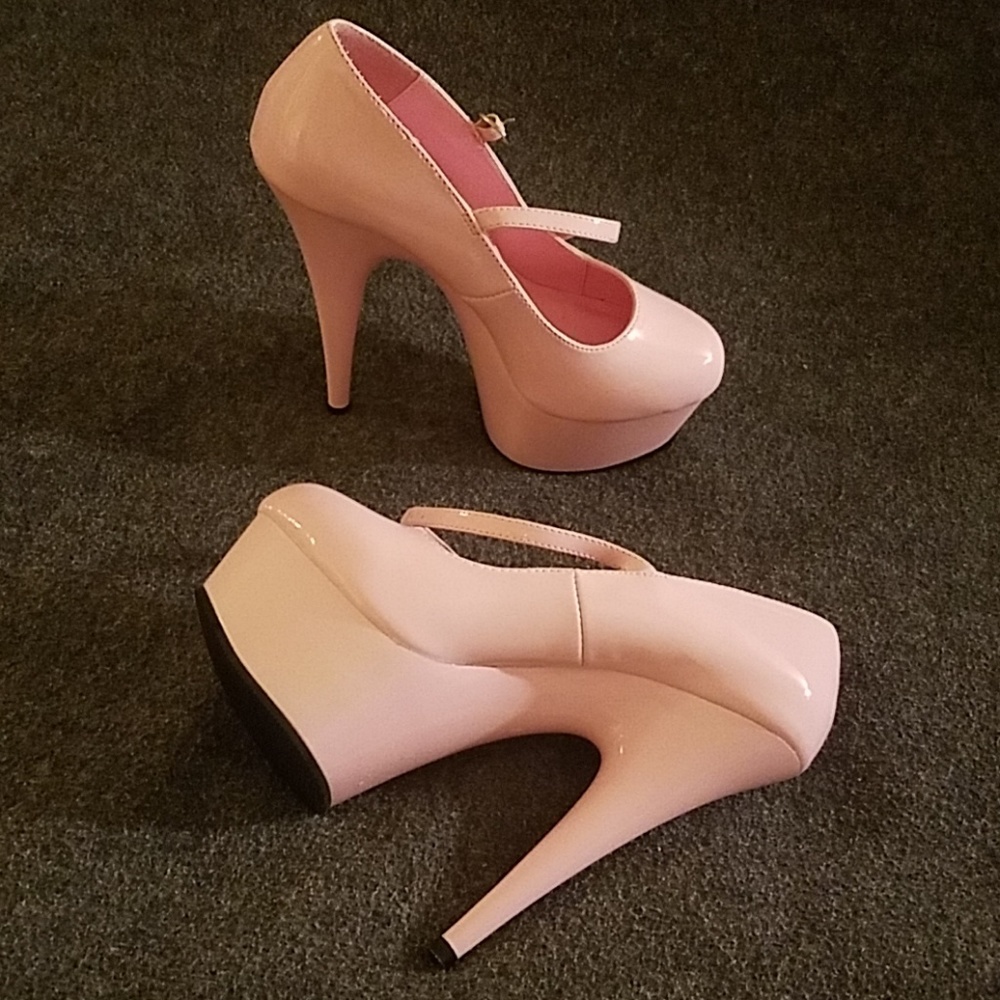 Pink stack high heels
